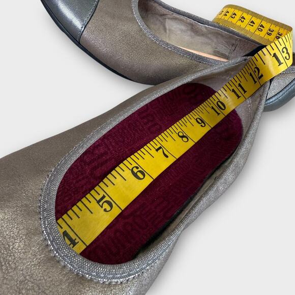 Munro Leather Ballet Flat Shoes Cap Toe Slip On Size 9.5M Shimmer Bronze Gray - Picture 12 of 13